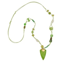 Gallay Perlenkette Kette Dreieck mit Schluppe hellgrün (1-tlg) grün