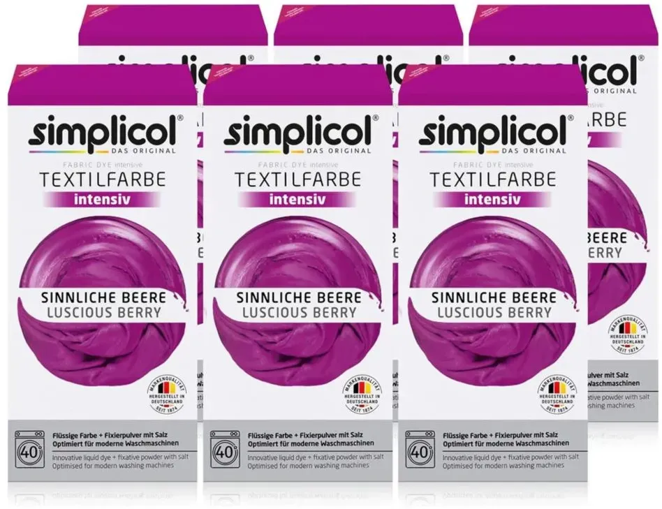 Simplicol  Textilfarbe intensiv Sinnliche-Beere 150g 6er Pack