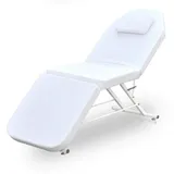 Bathrena Klappbar Massageliege 182cm SPA Salon Bett Kosmetikbett Massagetisch 3-Zonen Farbwahl Massagestuhl kosmetikliegen Kosmetik Liegen Dreifach Tragbare (Weiß)