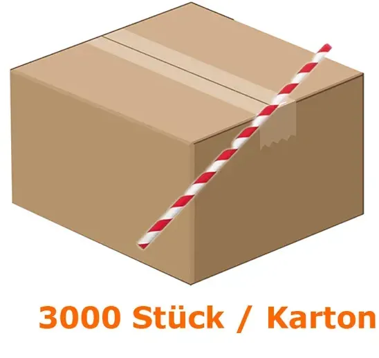 Strohhalme NatureStar BIO Papier rot-weiß 3000 Stück 100 % biologisch abbaubar, FSC zertifiziert, Kartonabgabe