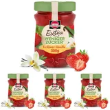 Schwartau Extra Weniger Zucker Erdbeer-Vanille, zuckerreduzierter Fruchtaufstrich, 300g (Packung mit 4)