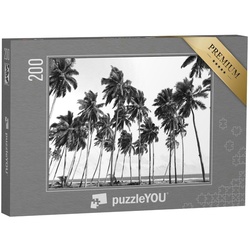 puzzleYOU Puzzle Kokospalmen am tropischen Strand, schwarz-weiß, 200 Puzzleteile, puzzleYOU-Kollektionen Fotokunst