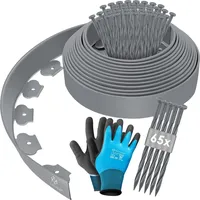 Flexible Rasenkante Aus Kunststoff Mit Erdankern + Handschuhen Beeteinfassung Beetumrandung Beetbegrenzung Mähkante - Kesser