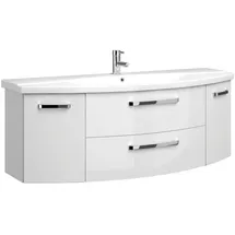 Lomadox - Badezimmer 140cm Waschtisch Hochglanz Weiß Fes-4010-66 Mit Keramik Waschbecken - B/h/t: 144/54/50cm