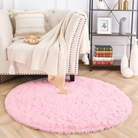 MARATIP Plüsch Teppich Rund,Flauschiger Teppich Rund, modernes Wohnzimmer, Kinder Mädchen,weicher und Flauschiger Teppich für das Schlafzimmer/Wohnzimmer/Kinderzimmer(rosa,Ø 120 cm Rund)
