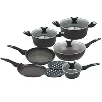 12-teiliges Kochtopfset mit Glasdeckel, Granitbeschichtung Induktion KB-7201