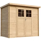 TIMBELA Gartenhaus 1,42 x 2,39 m Braun