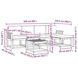 vidaXL Outdoor-Sofagarnitur 6-tlg. Weiß/Hellgrau