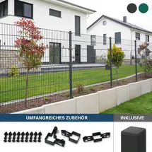 Home Deluxe Doppelstabmattenzaun MORATA Höhe: 80 cm / Länge: 10 m ohne Eckpfosten I Gartenzaun, Mattenzaun - Dunkelgrau