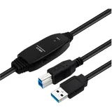 MicroConnect USB-A auf USB-B 10 m Schwarz