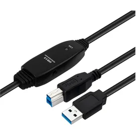 MicroConnect USB-A auf USB-B 10 m Schwarz