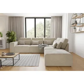 s-style möbel ECKSOFA modularer Leox Beige Samt-Stoff