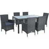 Estexo Poly-Rattan Sitzgruppe Essgruppe Gartenmöbel Set 6 Per. Gartenset Anthrazit-Grau