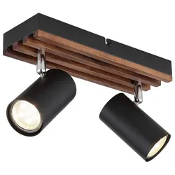 Deckenleuchte Deckenlampe Holz Schlafzimmerlampe 2 flammig beweglich schwarz