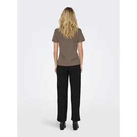 Only Kurzarmshirt "ONLKITA LIFE REG S/S MIX TOP CS JR", Damen, Gr. S, braun (walnut print:eternal), Jersey, Obermaterial: 100% Baumwolle, bedruckt, normal, Rundhals, Shirts
