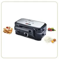 Little Balance Speed'n Mixt 1200, Waffeleisen 2-in-1, Waffeleisen mit Grill, abnehmbare Platten, 1200 W, Schwarz Edelstahl