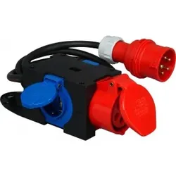 Kopp 129205007 CEE-Kompaktverteiler: Eingang: CEE-Stecker (5p, 16A, 400V, 6h), Ausgang: 1x CEE-Steckdose 2x Schutzkontakt-Steckdosen