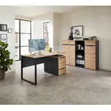 Innostyle Büromöbel Set MEMPHIS V 4-teilig Front Artisan Eiche Korpus Graphit - Braun/Grau