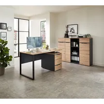 Innostyle Büromöbel Set MEMPHIS V 4-teilig Front Artisan Eiche Korpus Graphit - Braun/Grau