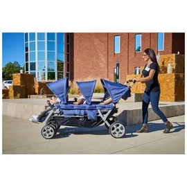 GAGGLE Jamboree 6-Sitzer-Kinderwagen für mehrere Kinder mit UV-blockierenden Verdecken, verstellbaren Sitzen, 5-Punkt-Sicherheitsgurt, kompakt zusammenklappbar, Parks und Reisen, Blau