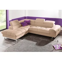 Cotta Ecksofa »Chef L-Form« mit Kopfteilverstellung, edle Metallkufen, wahlweise mit Bettfunktion, braun
