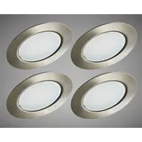 Trango 4er Set G4E-042 LED Möbel Einbaustrahler 12Volt AC/DC Einbauleuchte, Deckenleuchte Nickel matt zum Ersetzen herkömmlichen G4 Möbelleuchte, Küchenhaube Leuchte, Schrankleuchte usw.