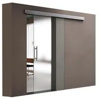 doporro Glasschiebetür Komplettset Softclose 77,5 x 205 cm | 15mm Wandabstand | Schiebetür mit ESG-Sicherheitsglas | Zimmertür Glas Satiniert mit Stangengriff | Amalfi-Plus 14