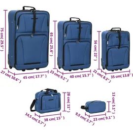 vidaXL Koffer-Set 5-tlg. blau/stoff