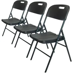 Baumarktplus 3x Klappstuhl 150 kg Sitzform ergonomisch Gartenstuhl wetterfest Campingstuhl in grauer Holzoptik