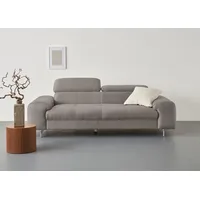 COTTA 3-Sitzer Chef, Big-Sofa mit Kopfteilverstellung, edle Metallkufen braun 227 cm x 92 cm x 105 cm