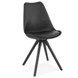 Designerstuhl Schwarz | Holzstuhl mit Polsterung aus Polyurethan | Eleganter Esszimmerstuhl mit ergonomischem Sitz | Modernes Design | Kadima Design