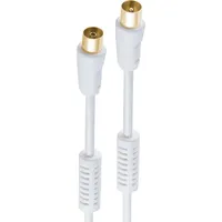 ShiverPeaks ®-BASIC-S--Antennen-Anschlußkabel, 100% geschirmt,vergoldete Kontakte, Mantelstromfilter, 100 dB, Weiß