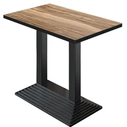 BPY | Bistro Stehtisch | 130 x 80 x 112 cm | Schwarzer Rand | Rechteckig | Sheesham / Schwarz