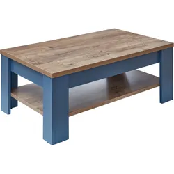 Couchtisch INNOSTYLE "DIJON", blau (parisian blau nachbildung, parisian blau nachbildung, haveleiche cognac nachbildung), H:42cm T:65cm, Holzwerkstoff, Tische