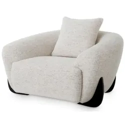 Casa Padrino Luxus Sessel mit Kissen Cremeweiß / Schwarz 126 cm