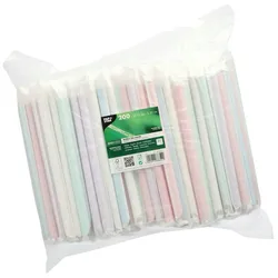 VEPATIM 600x BubbleTea Slush Papierhalme O12mm 20cm farbig sortiert einzeln gehüllt