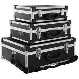Arebos Alukoffer 3er Set Aluminium schwarz abschließbar