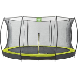 Gartentrampolin EXIT „Silhouette Ground“ Trampoline Gr. Ø 427 cm, grün (schwarz) Kinder Trampoline mit Sicherheitsnetz