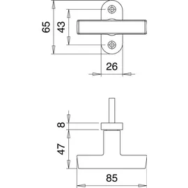 Edi Fenstergriff 1511/0000 Alu.F2/neusilberfarbig Kreuzgriff