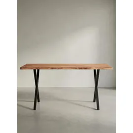 KADIMA DESIGN Schreibtisch Akazie Goldbraun-Schwarz