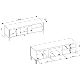 CaliCosy Finori TV-Board 150 x 49 x 40 cm Braun MDF/Spanplatte