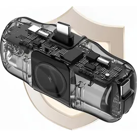 wozinsky Mini-Powerbank 5000 mAh 15 W USB-C mit integriertem USB-C-Kabel und Apple Watch Ladegerät - Schwarz