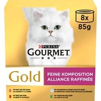 Gourmet Gourmet PURINA GOURMET Gold Feine Komposition Katzenfutter nass, Sorten-Mix, 12er Pack (12 x 8 Dosen à 85g)