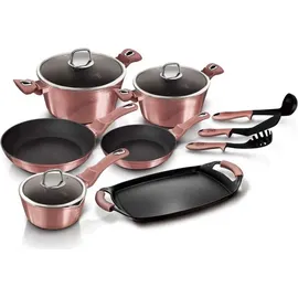 Berlinger Haus Irose Topf-Set 9-tlg. 3 x Kochtopf + 2 x Bratpfanne + 3 x Küchenutensilien + Grillplatte