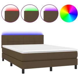 vidaXL Boxspringbett mit Matratze & LED Dunkelbraun 140x200 cm Stoff