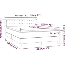 vidaXL Boxspringbett mit Matratze Weiß 140x200 cm Kunstleder