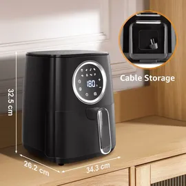 Aigostar Fritteuse heissluft ohne fett, Heißuftfritteuse xxl BPA-frei 4.2L, 8 Menü und Rezept-Community, LED-Touchscreen, 1400W