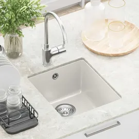 vidaXL Waschbecken rechts Einbauart Quarz Weiß 370 x 460 mm