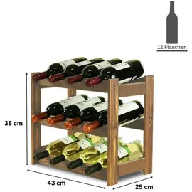 Proregal Weinregal Pinotwine HxBxT 38 x 43 x 25 cm 12 Flaschen Massives Kiefernholz Braun Geölt