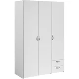 furn.design Kleiderschrank Weiß, 5 Fächer, 2 Schubladen, Rechteckig, 120x185x51 cm, Schlafzimmer, Kleiderschränke, Drehtürenschränke